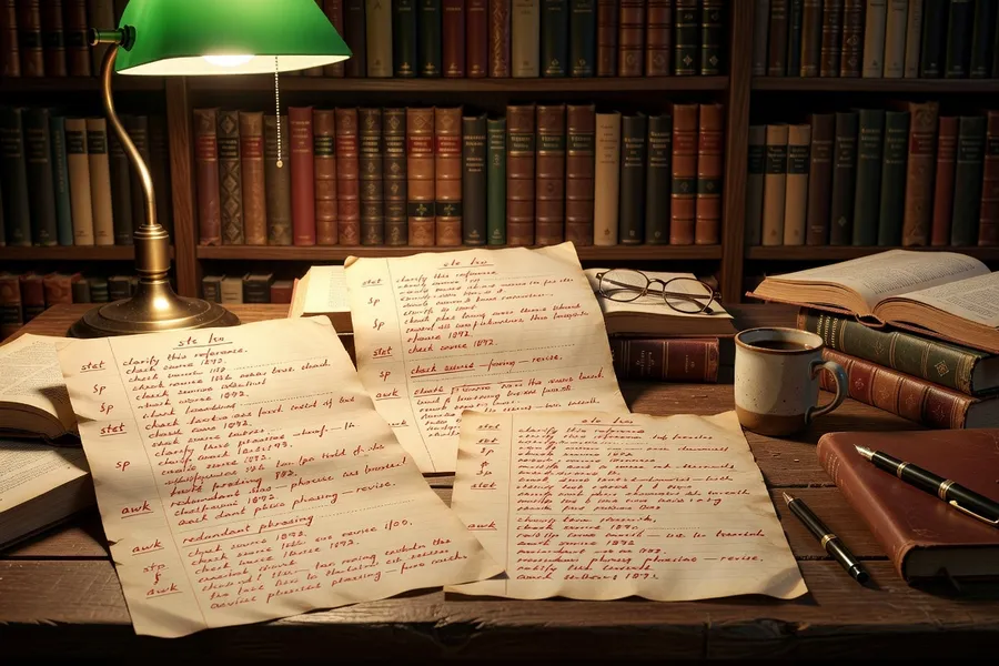 Corrections éditoriales sur un manuscrit